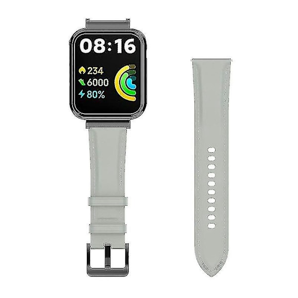 For Xiaomi Redmi Watch 2 Lite - Utbyttbar rem i äkta läder - Justerbart klockarmband Grey, Grey Style C