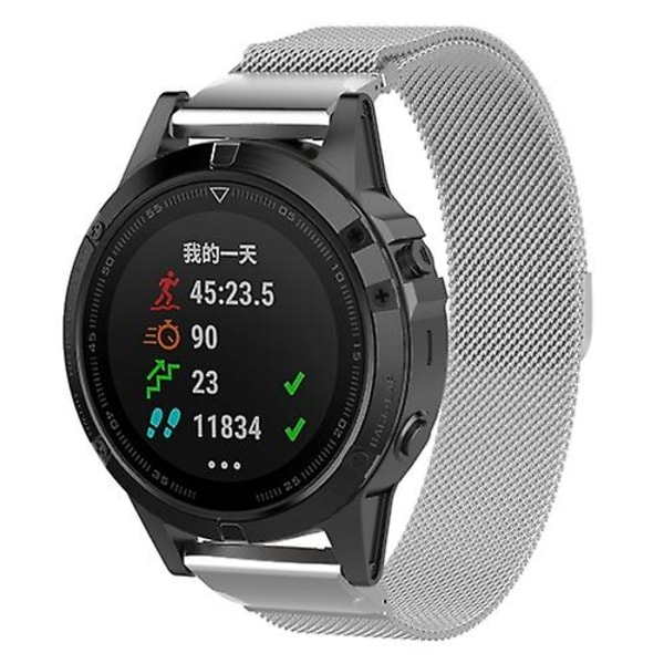 For Garmin Fenix ​​7x Milanese Watch Band Silver