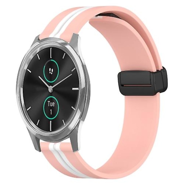 For Garminmove Luxe 20 mm sammenleggbar magnetisk lås silikonklokkerem Pink-White