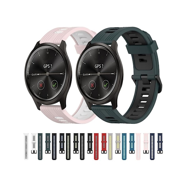 Rem til Garmin Move Style 20Mm Vertikalt Mønster To-farvet Silikone Urrem Sort-Grå