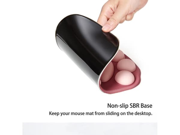 Musematte med kattepote og håndleddsstøttepute, myk silikon håndleddsstøtte, ergonomisk musematte, mørkerød