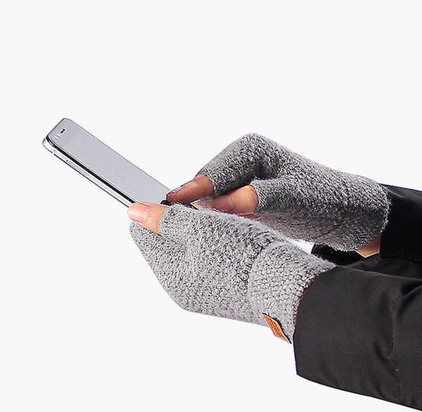 Handskar Stickade Fingerless Winter Warm Work Mitts Kalla Herr Thermal Dark blue