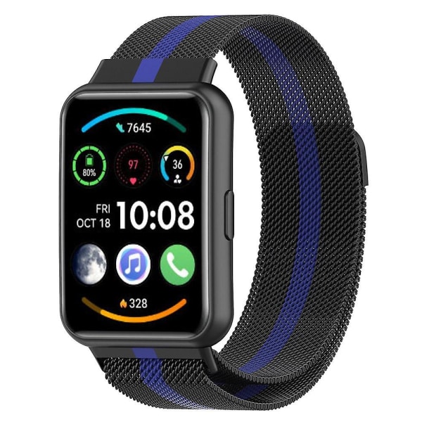 Milanese magnetisk spenne armbåndsrem for Huawei Watch Fit 2 Sportspustende erstatningsarmbånd for Huawei Watch Fit 2 Black blue