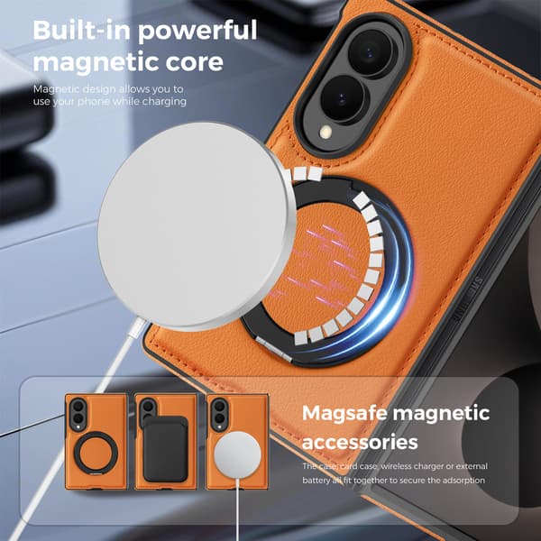 Magnetisk deksel til Samsung Galaxy Z Fold8, PU-skinn med stativ Grey
