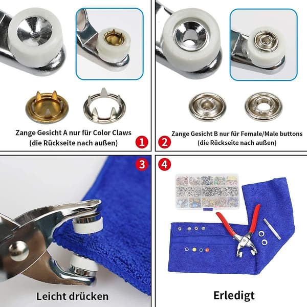 Nepparit, 200 sarjaa metalliset nepparit, 10 väriä nappia