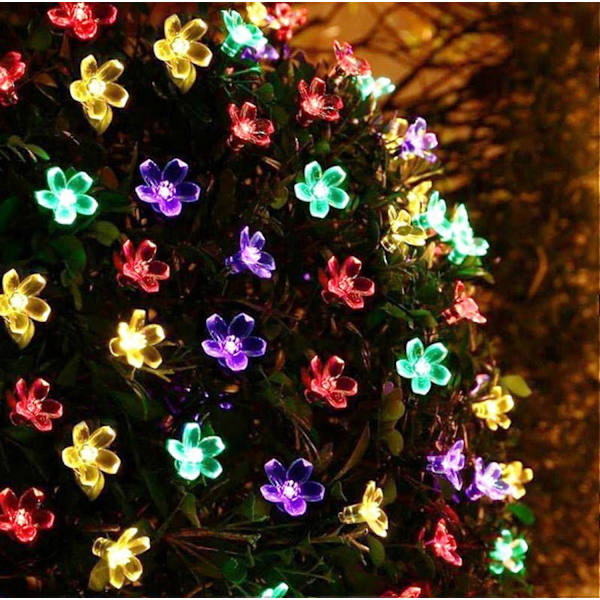 7M 50 LED Sakura Solar Cell Light String Garden Fairy Light 8 Flash Modes 7M