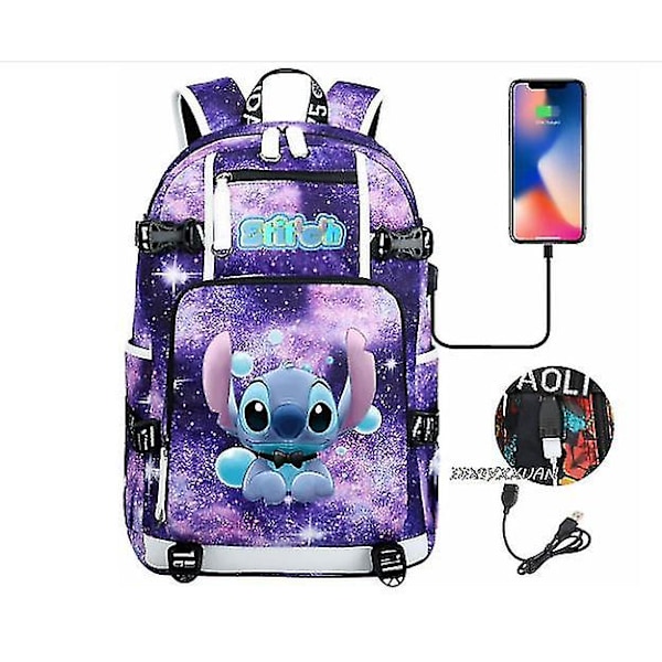 Lilo og Stitch Skolesekker Kapasitet Ryggsekker Gutter Jenter Usb Lading Reise Stor Bærbar PC Studenter Skolesekk Bagpack photo color15