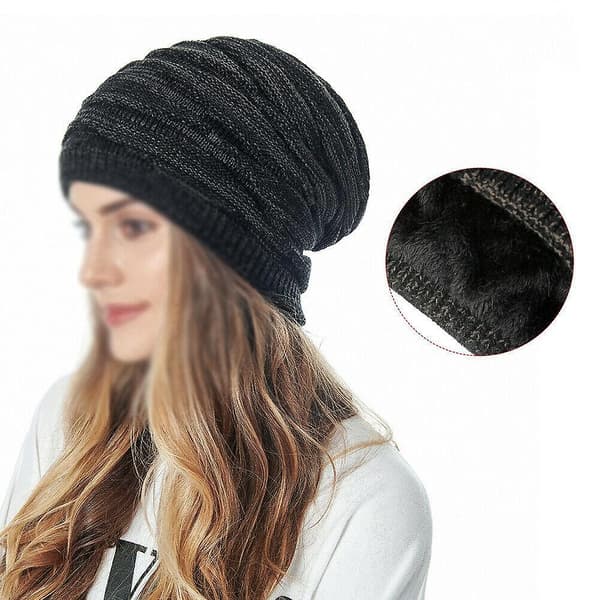 Unisex strikket lue for menn og kvinner i ull, varm utendørs vinterhodeplagg tilbehør Gray