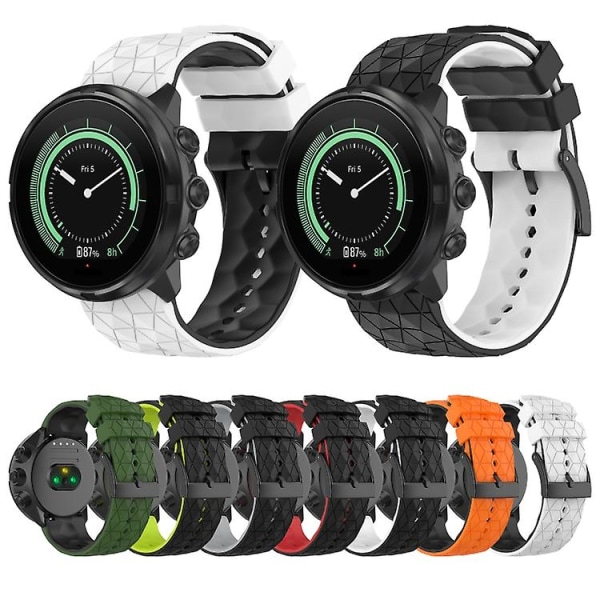 Til Suunto 7 24 mm blandet farve silikone urrem Black-Grey