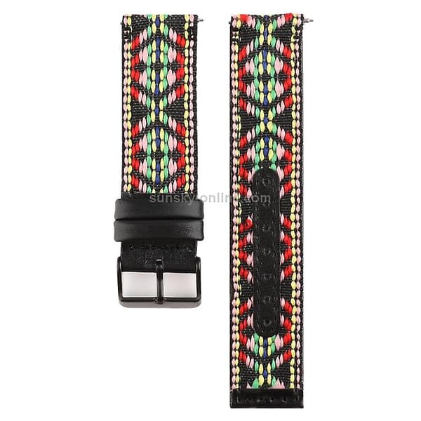 Til Fitbit Versa etnisk stil ægte læderurrem Colorful