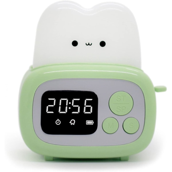 Väckarklocka Brödmaskin Formad Väckarklocka Lampa USB-Laddning Tid Klocka Ornament Grön