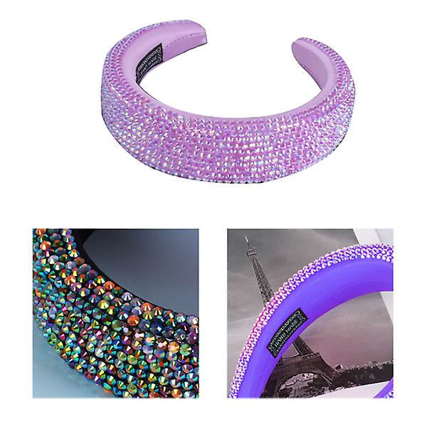 Kvinners Polstret Fløyel Hårbøyle Bredt Hodebånd Glitrende Holografisk Ab Resin Rhinestone Hodeplagg Orange