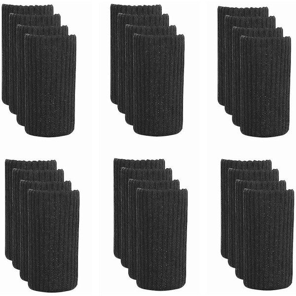 24 stk Stolbensokker Elastiske møbler Bensokker, gulvbeskyttere black