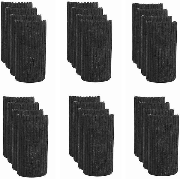 24 stk. Stolebensokker Elastiske møbelbensokker, gulvbeskyttere black