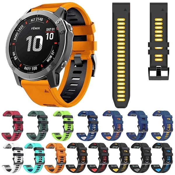 För Garmin Tactix 7 26mm Silicone Sports Watch Orange-Black
