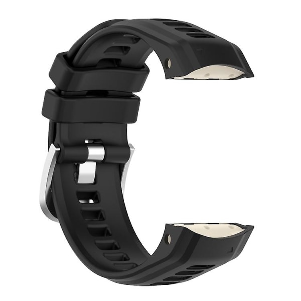 Til Garmin Instinct 2s Silikone rustfrit stål spændeurrem Black