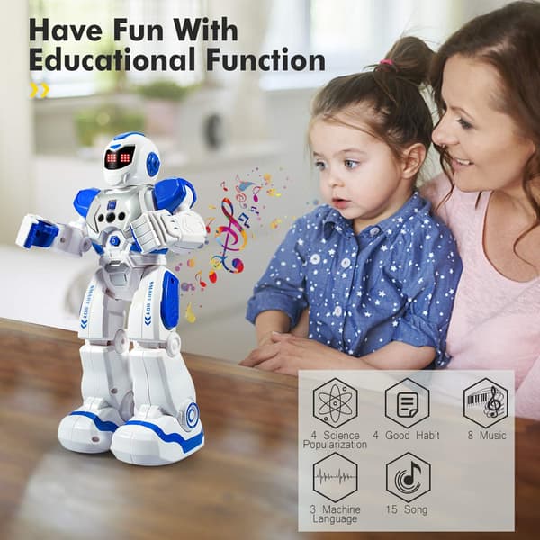 Fjernbetjent robot til børn - Intelligent programmerbar robot med infrarød controller - Blå