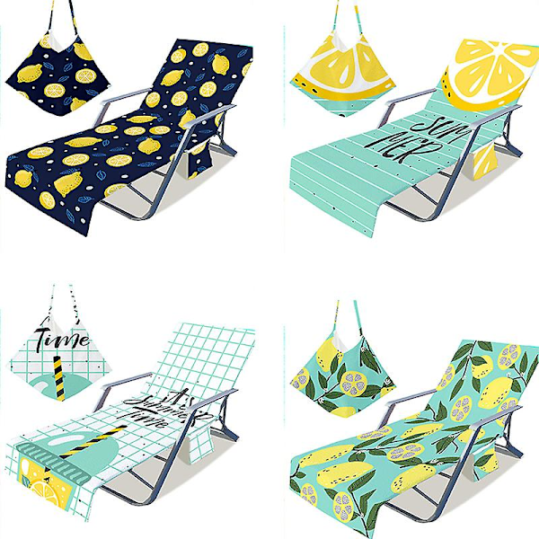 Sommarstrandhandduk Fashion Print Solbad Sängstol Överdrag med Fick Lazy Lounger Stol Strandhandduk 1