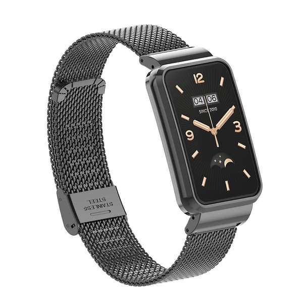 Milanese strop+etui til Xiaomi Mi Band 7 Pro rustfrit stål åndbart armbånd udskiftning håndledsrem til Mi Band 7 Pro bælte Deep pink