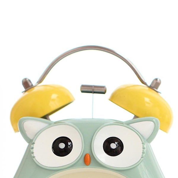 Barnväckarklocka Owl Loud Bell Analog väckarklocka Tyst, icke-tickande skrivbordsklocka med nattljus Blue