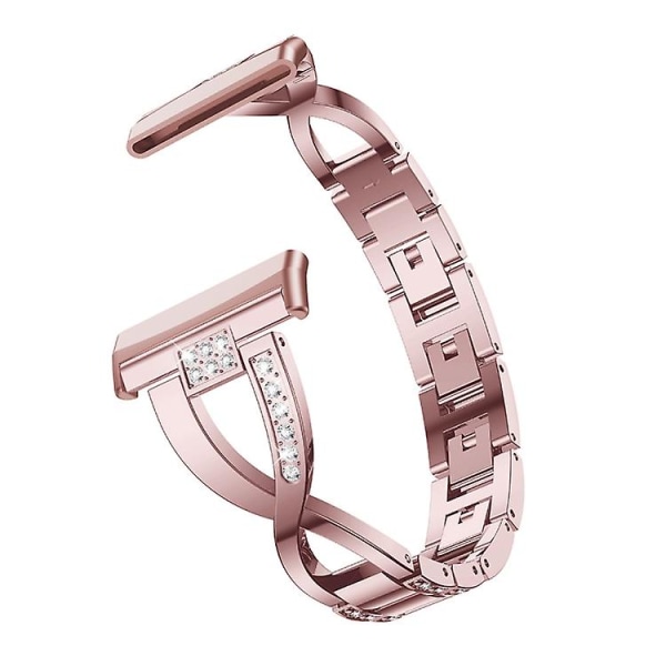 För Fitbit Versa 3 / Sense Universal Diamond Metal Watch Band Rose Pink