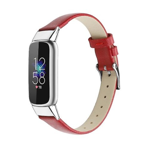 For Fitbit Luxe Leather Watch Band Red