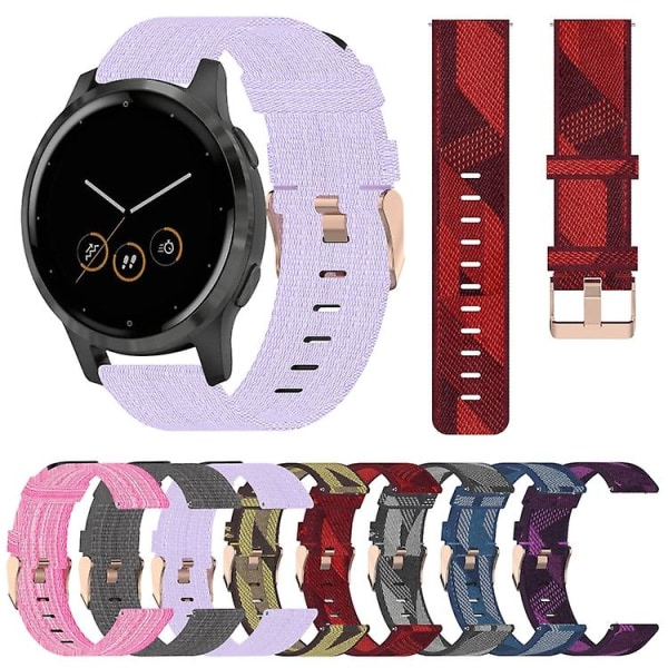 För Garmin Vivoactive 4s 18mm Nylon Woven Watch Band Pink