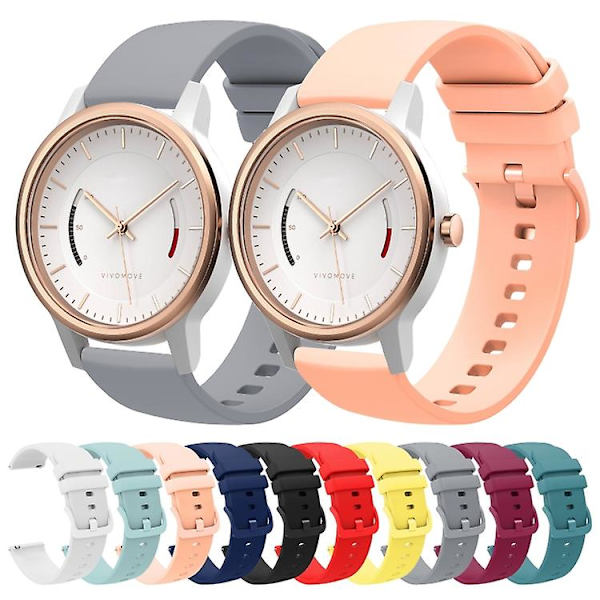Til Garmin Vivomove 20 mm ensfarvet blød silikone urrem White