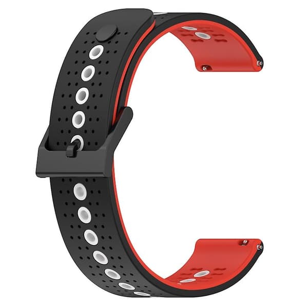 Til Garmin Forerunner 55 20mm Tricolor åndbart silikone urbånd Black-Red-White