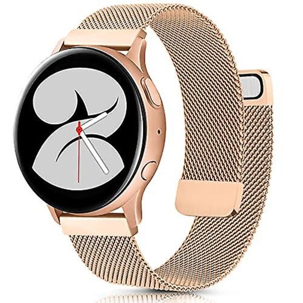 Milanese stropp for Samsung Galaxy Watch 4 Active 2 Huawei Watch Gt2 magnetisk spenne metall pustende armbånd for Amazfit Gtr Rose gold Strap width 20mm