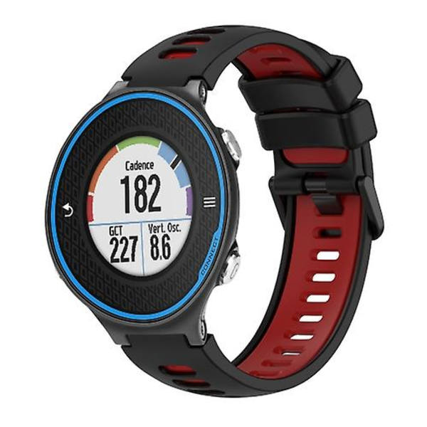 Til Garmin Forerunner 620 To-farvet silikone urrem Black-Red