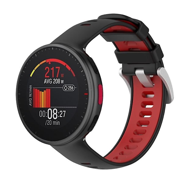 Til Polar Vantage V2 tofarvet silikoneurrem Black Red