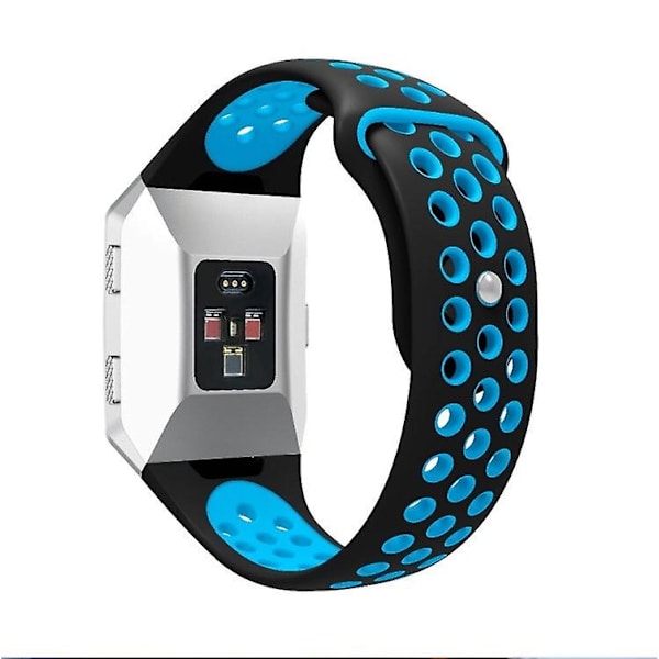 Til Fitbit Ionic åndbart tofarvet silikone urbånd Black Blue