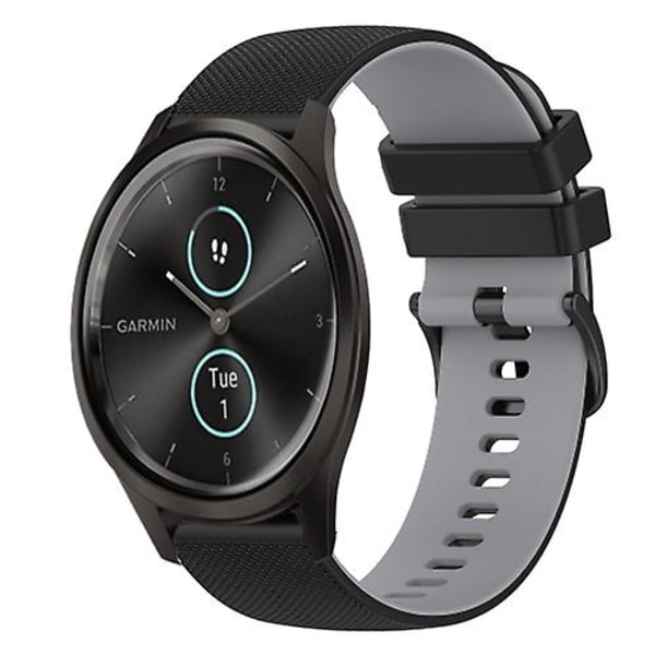 För Garmin Garminmove Style 20 mm rutigt tvåfärgat watch Black-Grey