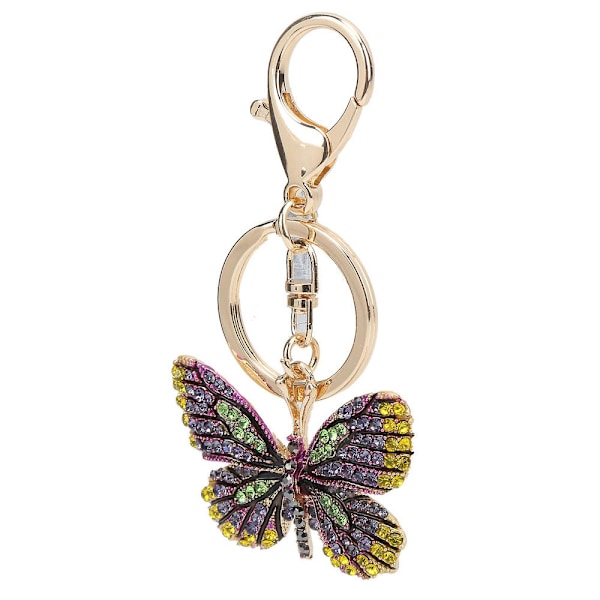 Nyckelring Fjäril Zinklegering Rhinestone Bling Bling Modehänge för Ryggsäck PlånbokGrön