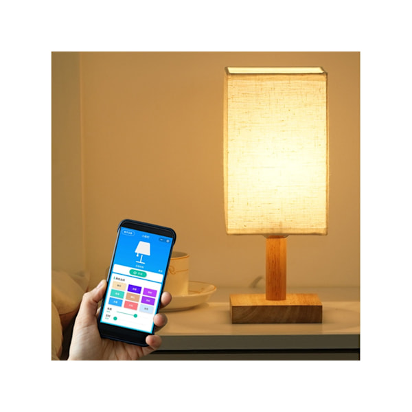 LED Bordlampe med Firkantet Stofskærm, Gul -
