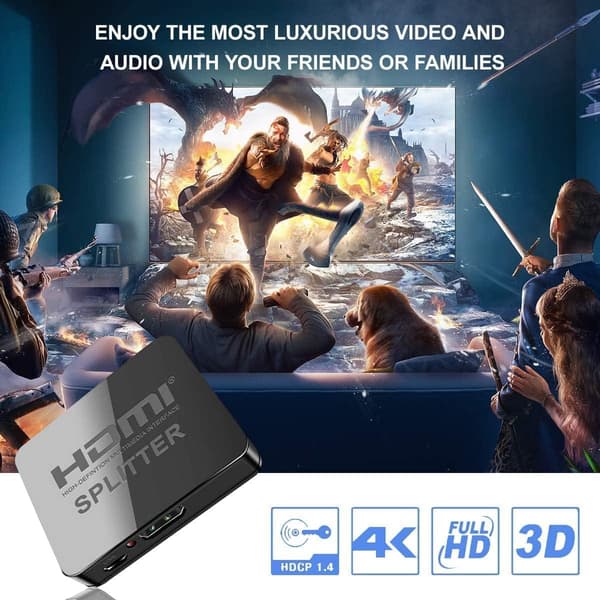 1 in 2 ut 4k HDMI-splitteradapter Stöder 4K 30HZ Full HD 1080P 3D-visning för dubbla bildskärmar Dubbel spegling