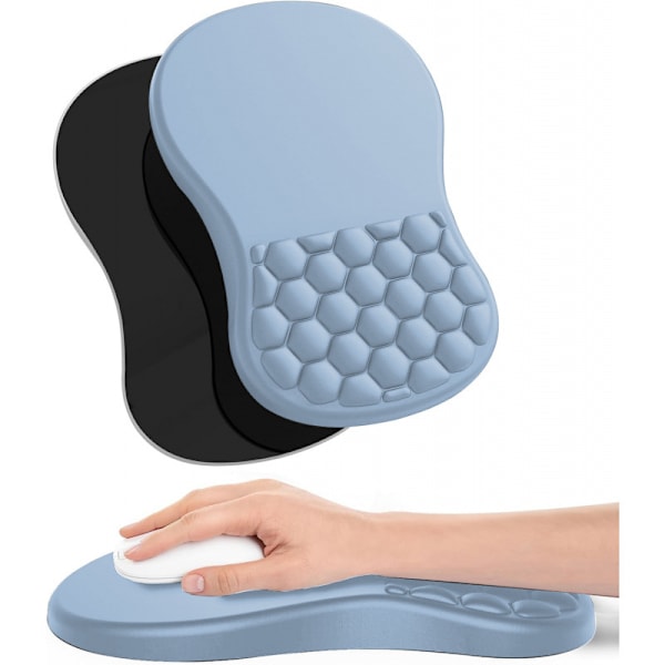 Ergonomisk musemåtte med memoryskum til lindring af håndledssmerter (blå)