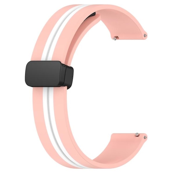 Til Garmin Venu 20 mm folde magnetisk lås silikone urbånd Pink-White