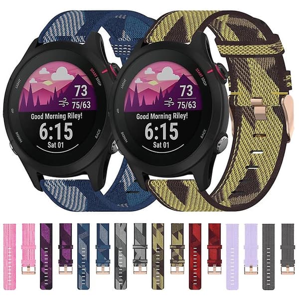 Til Garmin Forerunner 255s 18mm nylonvævet urrem Red