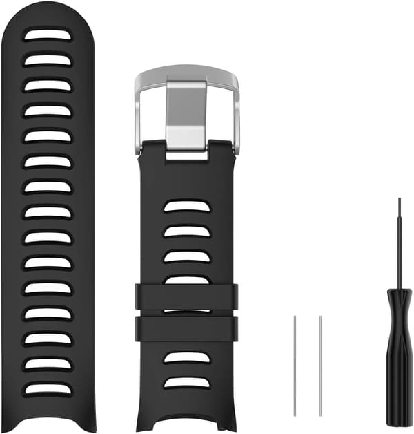 Rem for Garmin Forerunner 610 Pustende silikonrem (svart)