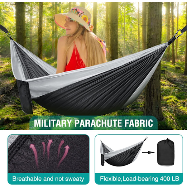Bärbar utomhushängmatta för camping, 210D nylon gungmatta för trädgård (Gul/270X140Cm)
