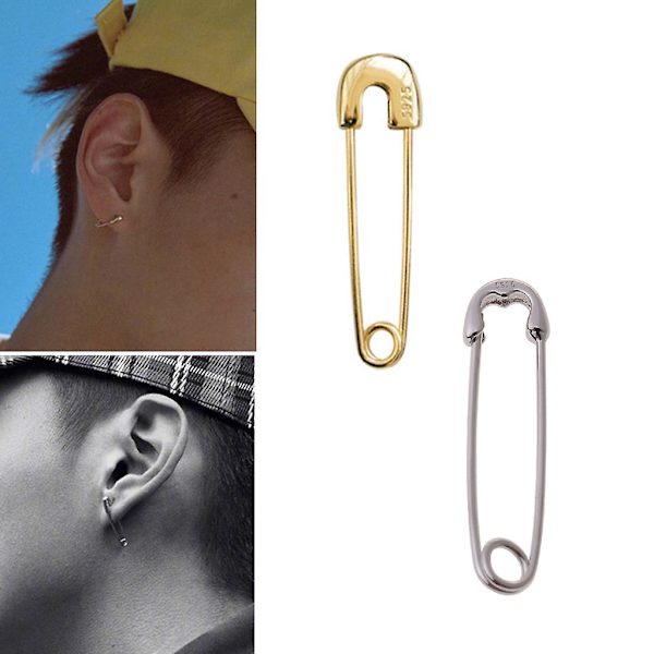 Fashion Ear Studs 1 par Säkerhetsnål Örhängen Ear Threader Studs Smycken Presenter Silver