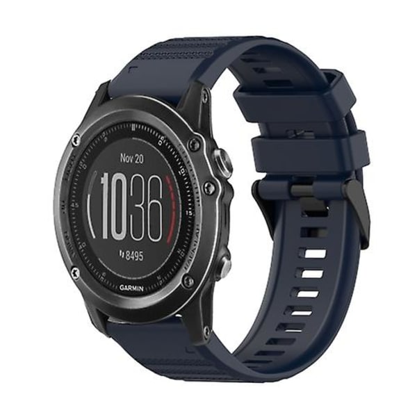 Til Garmin Fenix ​​3 Hr 26 mm horisontal tekstur silikone urrem med værktøj til fjernelse Navy Blue