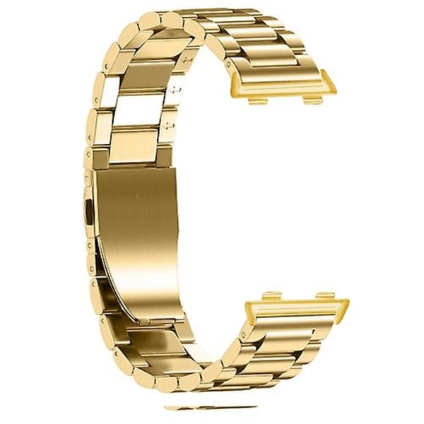 For Oppo Watch 46 mm klokkebånd i stål med tre perler Gold