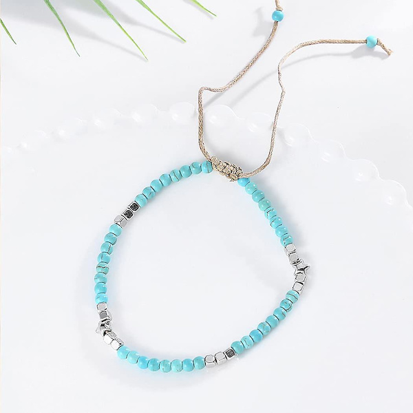 Boho turkis ankel sølv stjerne ankel armbånd strandfod smykker til kvinder og piger
