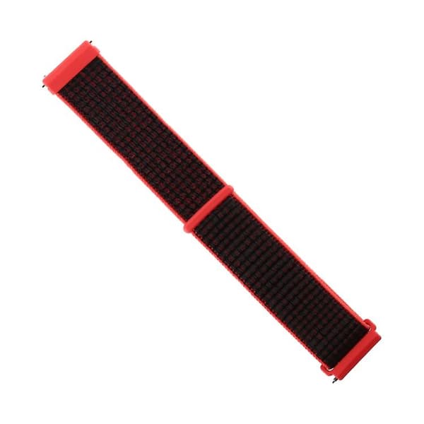 Til Fitbit Versa / Versa 2 Nylon urbånd med krog og løkke Black Red