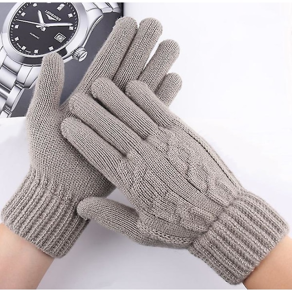 Vinter Stickade Handskar Tjock Varm Pekskärm Termisk Halkfri Stickad Vante Black