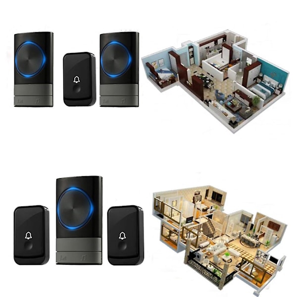 Udendørs vandtæt trådløs dørklokke Smart Home dørklokke Chime Kit UK Plug
