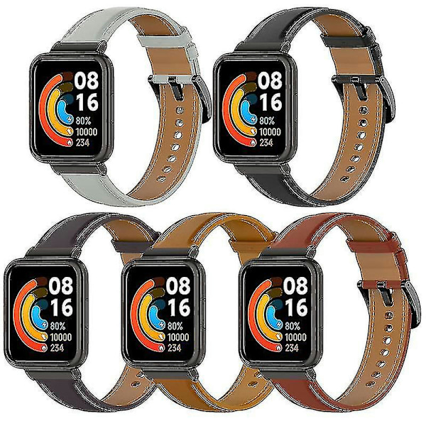 For Xiaomi Redmi Watch 2 Lite - Utbyttbar rem i äkta läder - Justerbart klockarmband Dark purple Style A